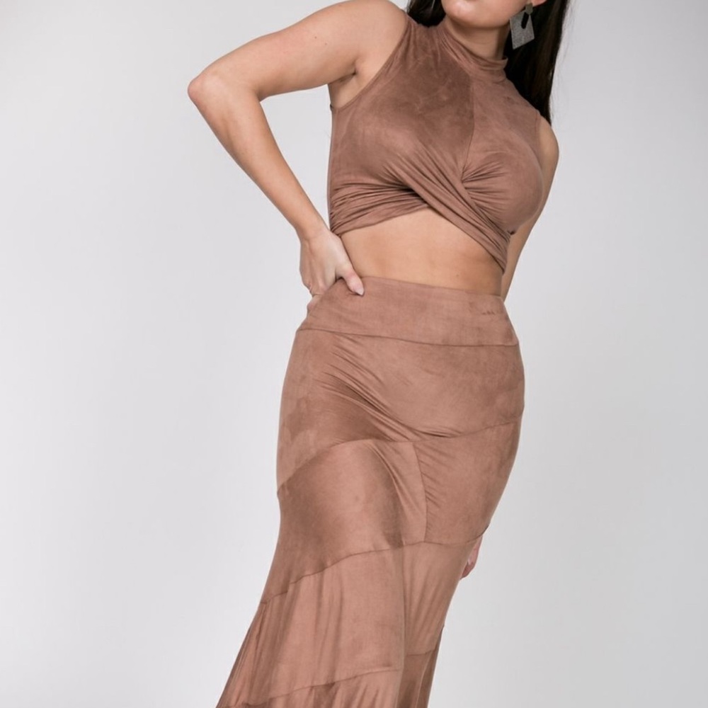CQbyCQ Faux Suede Skirt Set size L